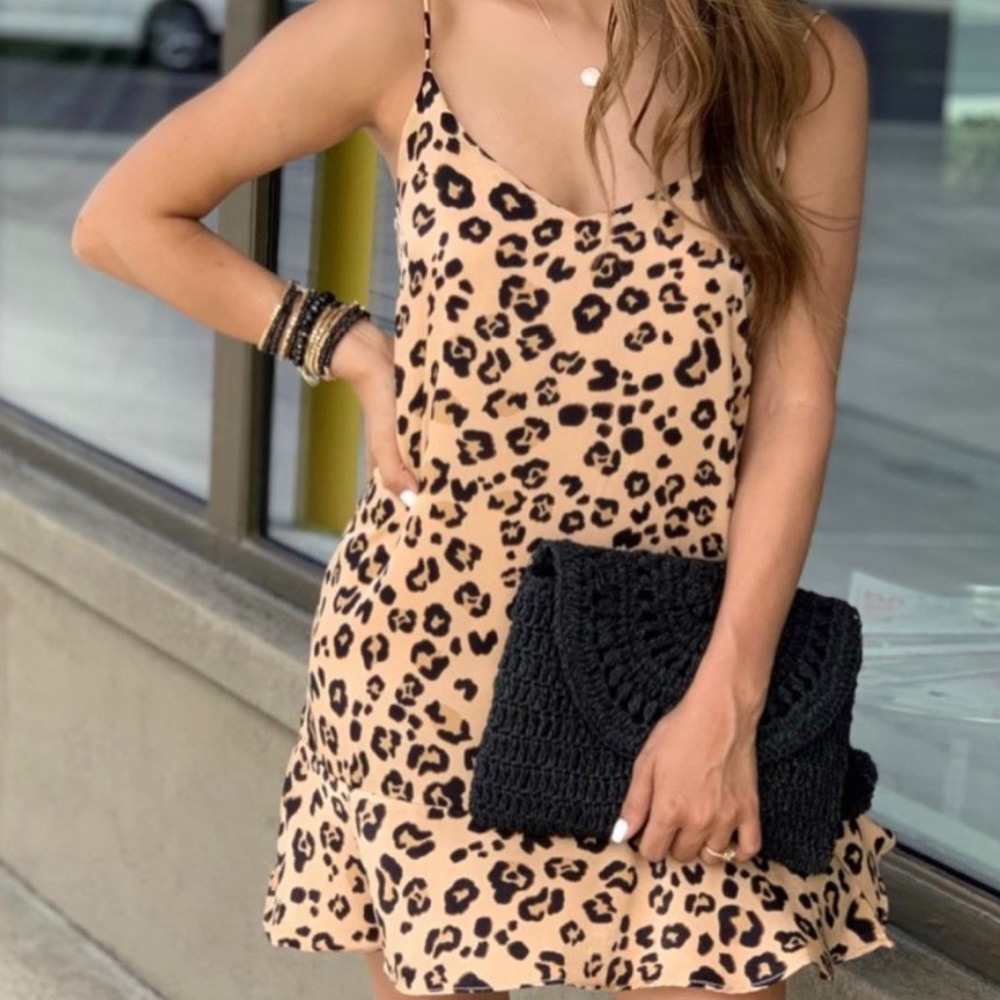 Leopard spaghetti strap dress